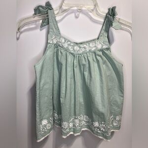 Rachel Zoe Girls Medium size 7-8 Pale Sage Embroidered Tank
